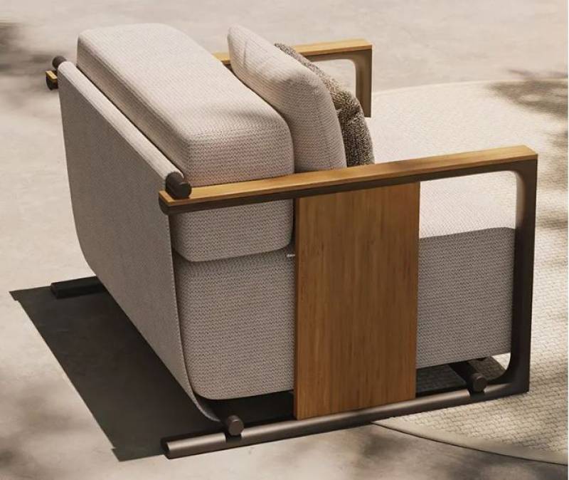 Canapé extérieur en teck et en aluminium résistant à la pluie haut de gamme pour votre jardin à Marseille dans les Bouches-du-Rhône