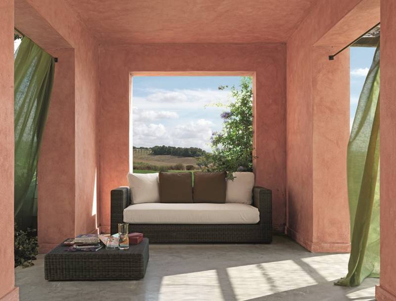 canapé de jardin design, en fibre tressée, de qualité, Aubagne