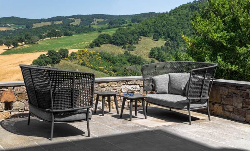 canapé de jardin dossier haut, design contemporain, MOON ALU par la marque haut de gamme Talenti, Marseille