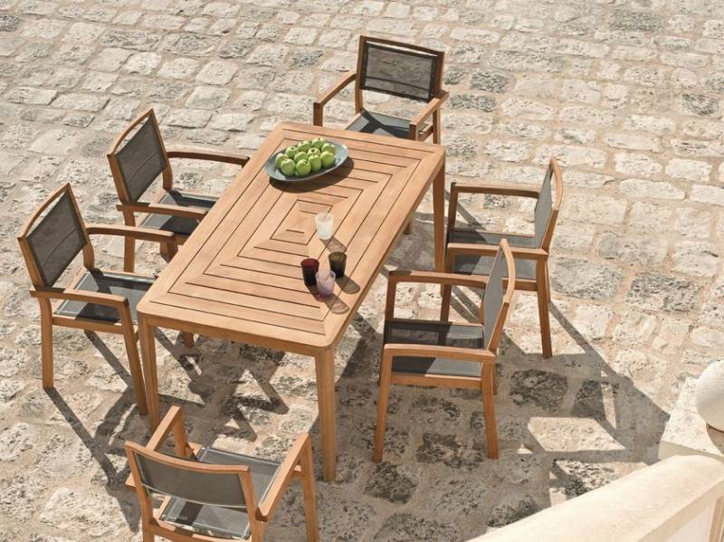 table de jardin design rectangulaire, en teck haut de gamme, Aix-en-Provence