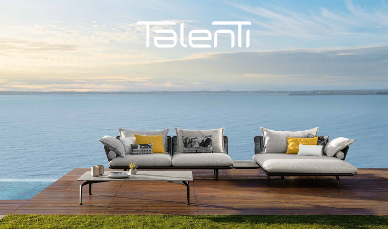 Salon de jardin contemporain, en aluminium et en cordes, canapé modulable et table basse Collection CRUISE ALU, de la marque Talenti, Marseille