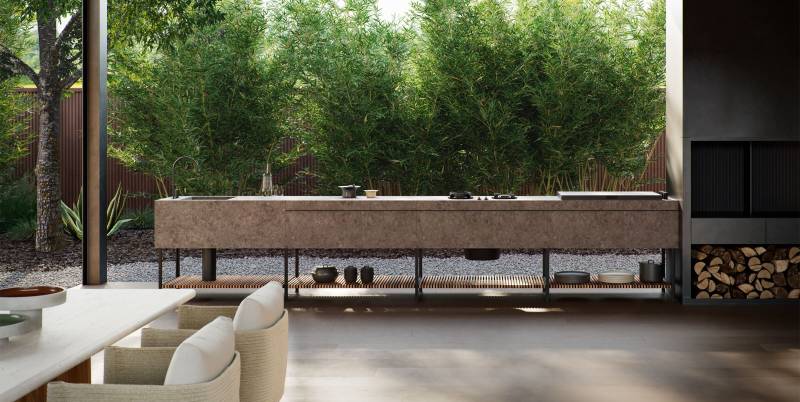 Cuisine extérieure Kettal en céramique personnalisable fonctionnelle et haut de gamme à Cassis dans les Bouches-du-Rhône