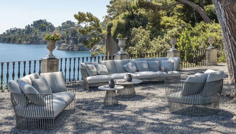 canapé de jardin 2 places haut de gamme, en aluminium, par le fabricant italien Ethimo, Cassis